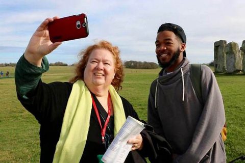 Austin Peay State University's Dr. Tracy Nichols, left, snaps a photo during a recent service-learning study abroad trip to England. (APSU)