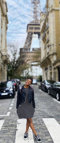 Arrington in front of the Eiffel Tower. (APSU)