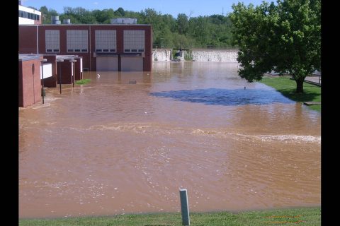 Flooding at the Clarksville wastewater treatment plant in May 2010.