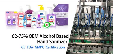 Hand sanitizer 62-75% Alcohol, 8 million units/week, CE FDA GMPC-Approved.