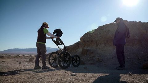 Standing in for a rover, a field team sets up equipment in a dry lakebed in the Nevada desert in February 2020. As part of the exercise, scientists spread around the world sent commands for images and data, as they will once Perseverance lands on Mars in February 2021. (NASA/JPL-Caltech) Standing in for a rover, a field team sets up equipment in a dry lakebed in the Nevada desert in February 2020. As part of the exercise, scientists spread around the world sent commands for images and data, as they will once Perseverance lands on Mars in February 2021. (NASA/JPL-Caltech)