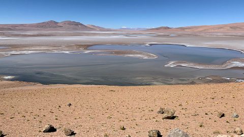 Filled with briny lakes, the Quisquiro salt flat in South America's Altiplano represents the kind of landscape that scientists think may have existed in Gale Crater on Mars. (Maksym Bocharov)