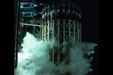 Engineers completed almost 200 tests on the Space Launch System (SLS) rocket by breaking the liquid oxygen tank test article. This test was the last in a 3-year structural campaign to ensure the rocket’s structure was designed to endure the rigors of spacefllight. (NASA/David Olive)