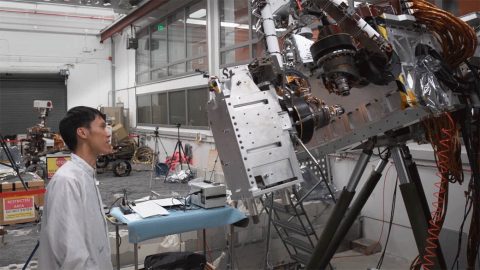 JPL engineers monitor testing of the Perseverance rover's Sample Caching System. (NASA/JPL-Caltech) JPL engineers monitor testing of the Perseverance rover's Sample Caching System. (NASA/JPL-Caltech)