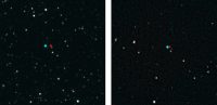 Stereo for 3D Glasses: These anaglyph images can be viewed with red-blue stereo glasses to reveal the stars’ distance from their backgrounds. On the left is Proxima Centauri and on the right is Wolf 359. (NASA)