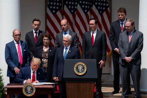 President Donald Trump signs H.R. 7010, the “PPP Flexibility Act of 2020”. (White House)