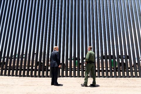 President Donald Trump visits the completed 200th mile of new border wall