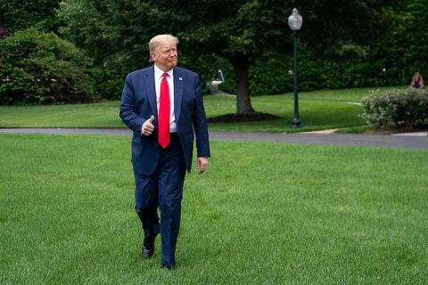 President Donald Trump walks to board Marine One. (White House)