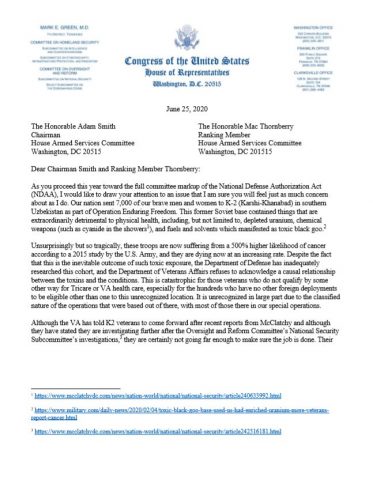 U.S. Representative Mark Green Demands Justice for K2 Veterans in NDAA