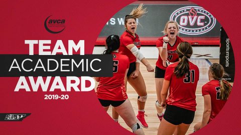 Austin Peay State University Volleyball and Beach Volleyball teams receive American Volleyball Coaches Association's Team Academic Award. (APSU Sports Information)