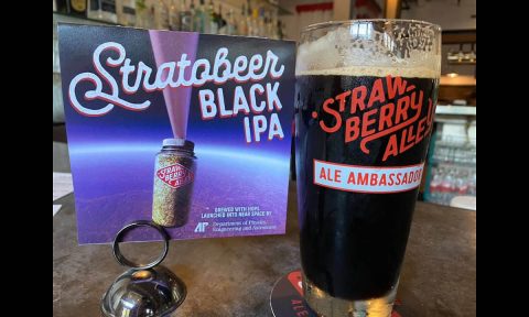 Strawberry Alley Ale Works’ brew Stratobeer is made from hops Austin Peay State University launched into the near space. (APSU)