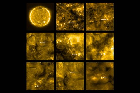 Solar Orbiter spots ‘campfires’ on the Sun. Locations of campfires are annotated with white arrows. (Solar Orbiter/EUI Team (ESA & NASA); CSL, IAS, MPS, PMOD/WRC, ROB, UCL/MSSL) Solar Orbiter spots ‘campfires’ on the Sun. Locations of campfires are annotated with white arrows. (Solar Orbiter/EUI Team (ESA & NASA); CSL, IAS, MPS, PMOD/WRC, ROB, UCL/MSSL)