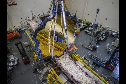 NASA's James Webb Space Telescope in the clean room at Northrop Grumman, Redondo Beach, California, in July 2020. (NASA/Chris Gunn) NASA's James Webb Space Telescope in the clean room at Northrop Grumman, Redondo Beach, California, in July 2020. (NASA/Chris Gunn)