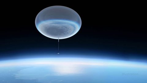 This illustration shows a high-altitude balloon ascending into the upper atmosphere. When fully inflated, these balloons are 400 feet (150 meters) wide, or about the size of a football stadium, and reach an altitude of 130,000 feet (24.6 miles or 40 kilometers). (NASA's Goddard Space Flight Center Conceptual Image Lab/Michael Lentz) This illustration shows a high-altitude balloon ascending into the upper atmosphere. When fully inflated, these balloons are 400 feet (150 meters) wide, or about the size of a football stadium, and reach an altitude of 130,000 feet (24.6 miles or 40 kilometers). (NASA's Goddard Space Flight Center Conceptual Image Lab/Michael Lentz)