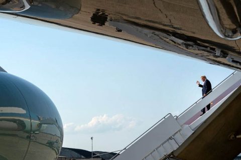 President Donald Trump disembarks Air Force One at Joint Base Andrews. (White House)