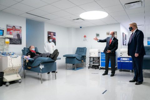 President Donald Trump participates in a tour of the Red Cross National Headquarters. (White House)