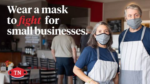 Wear a mask to fight for small businesses. Fight COVID-19.