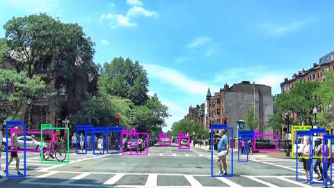 NASA funded research by the Boston-based company Neurala on deep-space computing. The software has other uses on Earth. This screenshot shows a self-driving car’s view when powered by the company’s software. The car can automatically identify pedestrians, cyclists, trucks, and more on a street in real-time. (Neurala) NASA funded research by the Boston-based company Neurala on deep-space computing. The software has other uses on Earth. This screenshot shows a self-driving car’s view when powered by the company’s software. The car can automatically identify pedestrians, cyclists, trucks, and more on a street in real-time. (Neurala)