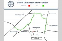 Dunbar Cave Road Closure and Detour Map