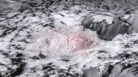 Image of Occator Crater, seen in false-color. (NASA/JPL-Caltech/UCLA/MPS/DLR/IDA) Image of Occator Crater, seen in false-color. (NASA/JPL-Caltech/UCLA/MPS/DLR/IDA)