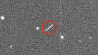 The circled streak in the center of this image is asteroid 2020 QG, which came closer to Earth than any other nonimpacting asteroid on record. It was detected by the Zwicky Transient Facility on Sunday, August 15that 11:08pm CT (Saturday, August 15th at 9:08pm PDT). (ZTF/Caltech Optical Observatories)