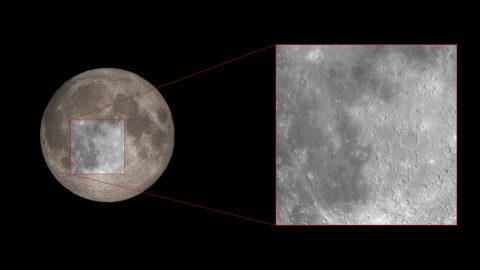 This ground-based telescopic image of the Moon highlights the general region where astronomers used NASA's Hubble Space Telescope to measure the amount of ozone in Earth's atmosphere. This method serves as a proxy for how they will observe Earth-like planets around other stars in search of life. (M. Kornmesser (ESA/Hubble), NASA, and ESA)