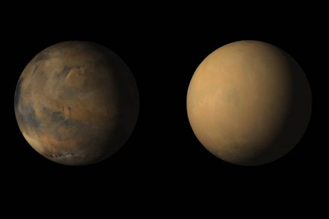 Side-by-side movies shows how dust has enveloped the Red Planet, courtesy of the Mars Color Imager (MARCI) camera onboard NASA's Mars Reconnaissance Orbiter (MRO). (NASA/JPL-Caltech/MSSS)