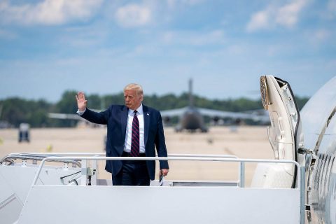 President Donald Trump boards Air Force One before departing for Pennsylvania. (White House)