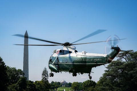 President Donald Trump departs from the South Lawn. (White House)