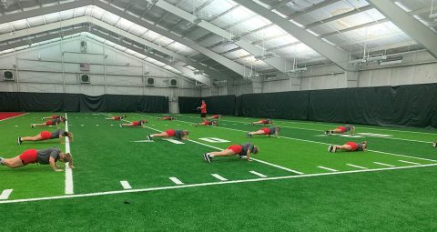 Austin Peay State University Softball team at the Indoor Training Facility. (APSU Sports Information)