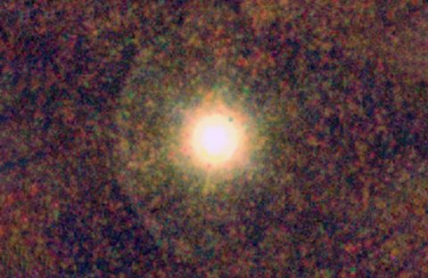 Image of a carbon star known as CW Leonis or IRC+10216 taken by the Herschel Space Observatory. SOFIA found that some carbon stars with especially strong pulsations, called Mira variables, distribute large amounts of carbon to interstellar space where it can be used as a building block for life and other complex structures. (ESA/PACS/SPIRE/ Consortia)