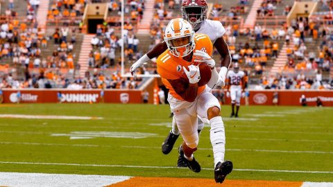 Tennessee Vols football had two passing touchdowns in loss to Alabama Crimson Tide Saturday at Neyland Stadium. (UT Athletics)