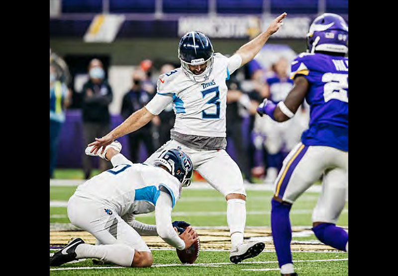 Stephen Gostkowski’s 55-yard game-winning field goal lifted the Tenenssee Titans to a 31-30 victory last week against the Minnesota Vikings. (Tennessee Titans) Stephen Gostkowski’s 55-yard game-winning field goal lifted the Tenenssee Titans to a 31-30 victory last week against the Minnesota Vikings. (Tennessee Titans)