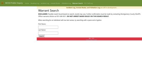 Montgomery County Sheriff’s Office Warrant Search