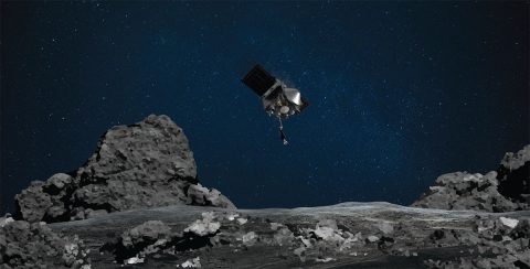 NASA’s OSIRIS-REx mission readies itself to touch the surface of asteroid Bennu. (NASA/Goddard/University of Arizona) NASA’s OSIRIS-REx mission readies itself to touch the surface of asteroid Bennu. (NASA/Goddard/University of Arizona)