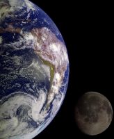 The Earth and Moon, shown here in a composite of two images from the Galileo mission of the 1990s, have a long shared history. Billions of years ago, they had connected magnetic fields. (NASA/JPL/USGS)