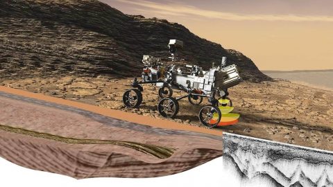 NASA's Perseverance's Radar Imager for Mars' Subsurface Experiment (RIMFAX) uses radar waves to probe the ground, revealing the unexplored world that lies beneath the Martian surface. (NASA/JPL-Caltech/FFI)