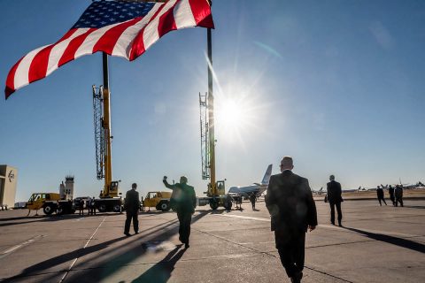 President Donald Trump departs Goodyear, Arizona. (White House)