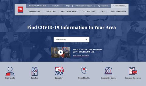 Tennessee Department of Health's New COVID-19 Website