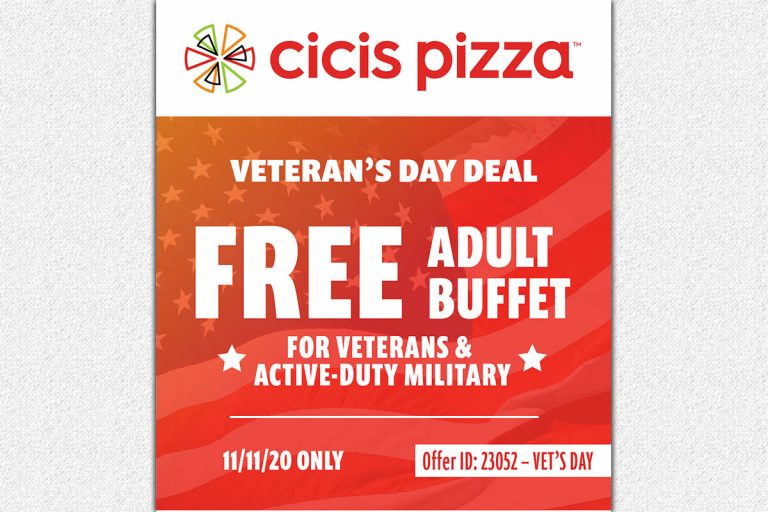 Cicis Pizza salutes Veterans, ActiveDuty Military Personnel with