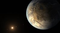 This illustration depicts Kepler-186f, the first validated Earth-size planet to orbit a distant star in the habitable zone. (NASA Ames/JPL-Caltech/T. Pyle)