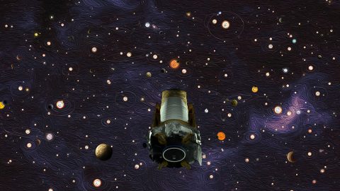 An illustration representing the legacy of NASA's Kepler space telescope. After nine years in deep space collecting data that revealed our night sky to be filled with billions of hidden planets – more planets even than stars – NASA’s Kepler space telescope ran out of fuel needed for further science operations in 2018. (NASA/Ames Research Center/W. Stenzel/D. Rutter) An illustration representing the legacy of NASA's Kepler space telescope. After nine years in deep space collecting data that revealed our night sky to be filled with billions of hidden planets – more planets even than stars – NASA’s Kepler space telescope ran out of fuel needed for further science operations in 2018. (NASA/Ames Research Center/W. Stenzel/D. Rutter)
