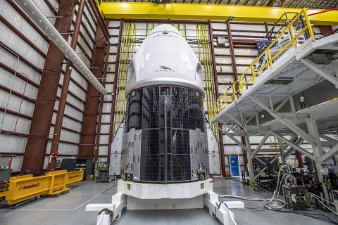 The SpaceX Crew Dragon spacecraft for NASA’s SpaceX Crew-1 mission arrived at Kennedy Space Center’s Launch Complex 39A on Thursday, Nov. 5, after making the trek from its processing facility at nearby Cape Canaveral Air Force Station in Florida. (SpaceX)