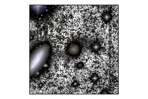 Region around Galaxy NGC1052-DF4 This image presents the region around the galaxy NGC 1052-DF4, taken by the IAC80 telescope at the Teide Observatory in Tenerife, Spain. The figure highlights the main galaxies in the field of view, including NGC 1052-DF4 (center of the image) and its neighbor NGC 1035 (center left). (M. Montes et al.)