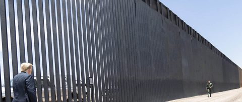 U.S. President Donald Trump inspecting the new Southern Border Wall. (White House)