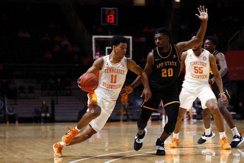 Tennessee Men's Basketball freshman Jaden Springer scored 12 points in home win over Appalachian State. (UT Athletics) Tennessee Men's Basketball freshman Jaden Springer scored 12 points in home win over Appalachian State. (UT Athletics)