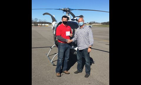 Austin Peay State University aviation student Samuel Nicholas, left, after earning his private pilot certificate. (APSU)