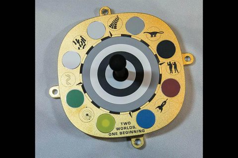 Scientists use the color swatches on the primary calibration target for Mastcam-Z - a pair of zoomable cameras aboard NASA's Perseverance Mars rover - to fine-tune the cameras' settings. Symbols and mottos relevant to the mission are included around the target's perimeter. (NASA/JPL-Caltech/ASU/MSSS/U of Copenhagen)