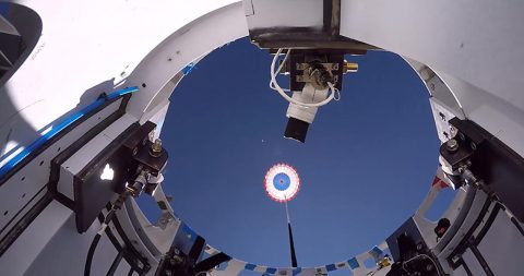 A reused drogue parachute deploys from Boeing’s CST-100 Starliner test article during the final balloon drop parachute test above White Sands, New Mexico, on Sept. 19, 2020. The test is part of a reliability campaign that will help strengthen the spacecraft’s landing system ahead of crewed flights to and from the International Space Station as part of NASA’s Commercial Crew Program. (Boeing) A reused drogue parachute deploys from Boeing’s CST-100 Starliner test article during the final balloon drop parachute test above White Sands, New Mexico, on Sept. 19, 2020. The test is part of a reliability campaign that will help strengthen the spacecraft’s landing system ahead of crewed flights to and from the International Space Station as part of NASA’s Commercial Crew Program. (Boeing)