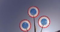 Boeing’s CST-100 Starliner’s three main parachutes slow the test article to a safe and soft landing during the final balloon drop parachute test Sept. 19, 2020, at White Sands, New Mexico. (Boeing)